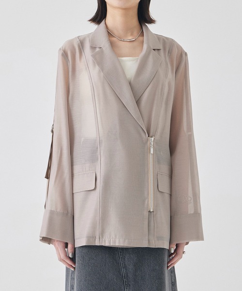 フロントジップシアージャケット/ サマージャケット（テーラード