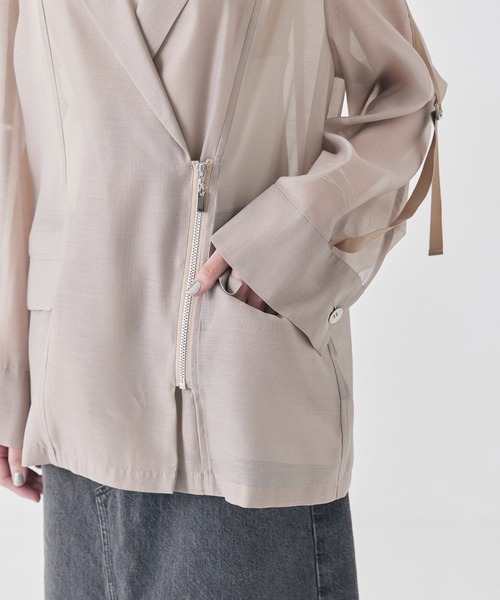 フロントジップシアージャケット/ サマージャケット（テーラード