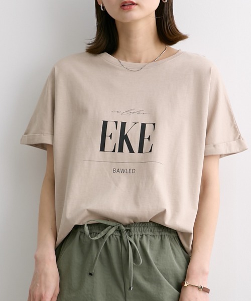 nissen（ニッセン）の「クルーネックロゴプリントTシャツ（Tシャツ/カットソー・レディース・オフホワイト/ブラック/カーキ/ベージュ・M/L/LL/S）」の4枚目の写真