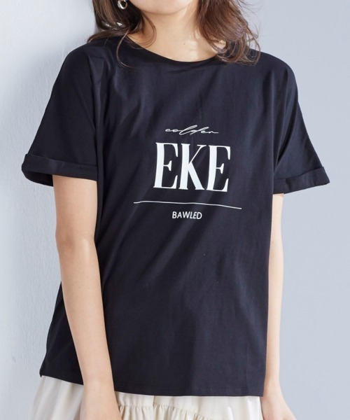 nissen（ニッセン）の「クルーネックロゴプリントTシャツ（Tシャツ/カットソー・レディース・オフホワイト/ブラック/カーキ/ベージュ・M/L/LL/S）」の3枚目の写真