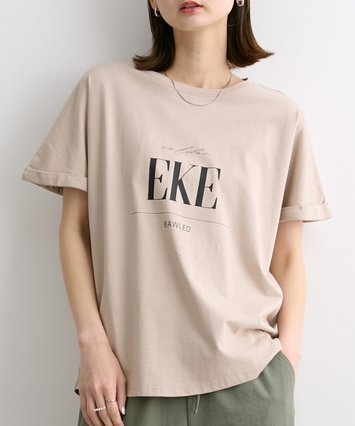 nissen（ニッセン）の「クルーネックロゴプリントTシャツ（Tシャツ/カットソー・レディース・オフホワイト/ブラック/カーキ/ベージュ・M/L/LL/S）」の12枚目の写真