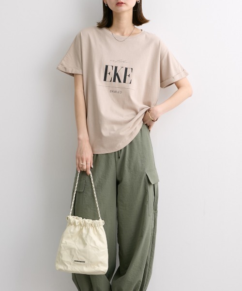 nissen（ニッセン）の「クルーネックロゴプリントTシャツ（Tシャツ/カットソー・レディース・オフホワイト/ブラック/カーキ/ベージュ・M/L/LL/S）」の14枚目の写真