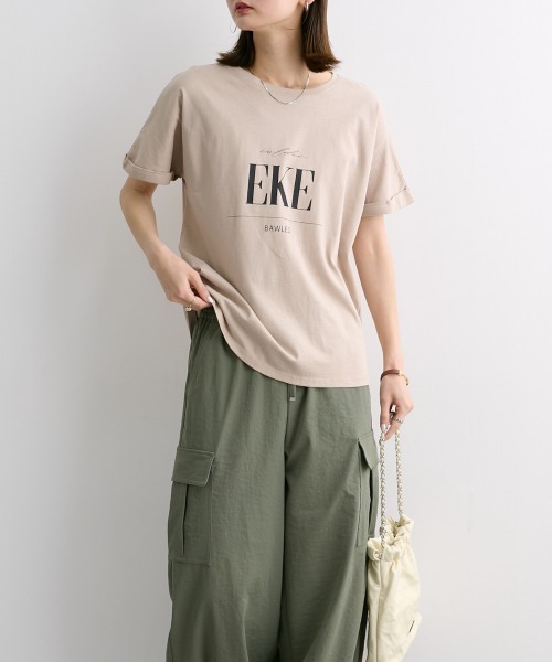 nissen（ニッセン）の「クルーネックロゴプリントTシャツ（Tシャツ/カットソー・レディース・オフホワイト/ブラック/カーキ/ベージュ・M/L/LL/S）」の18枚目の写真