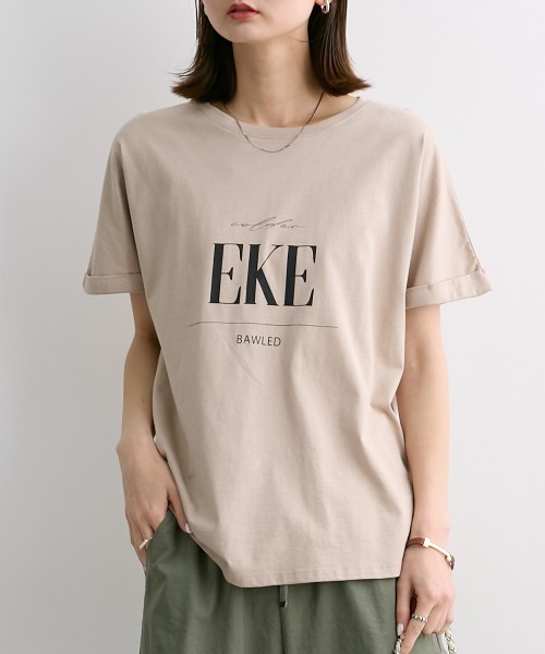 nissen（ニッセン）の「クルーネックロゴプリントTシャツ（Tシャツ/カットソー・レディース・オフホワイト/ブラック/カーキ/ベージュ・M/L/LL/S）」の19枚目の写真