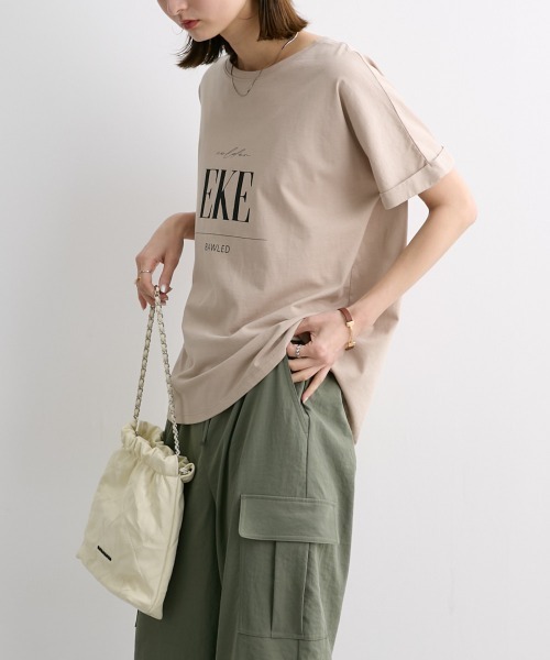 nissen（ニッセン）の「クルーネックロゴプリントTシャツ（Tシャツ/カットソー・レディース・オフホワイト/ブラック/カーキ/ベージュ・M/L/LL/S）」の20枚目の写真