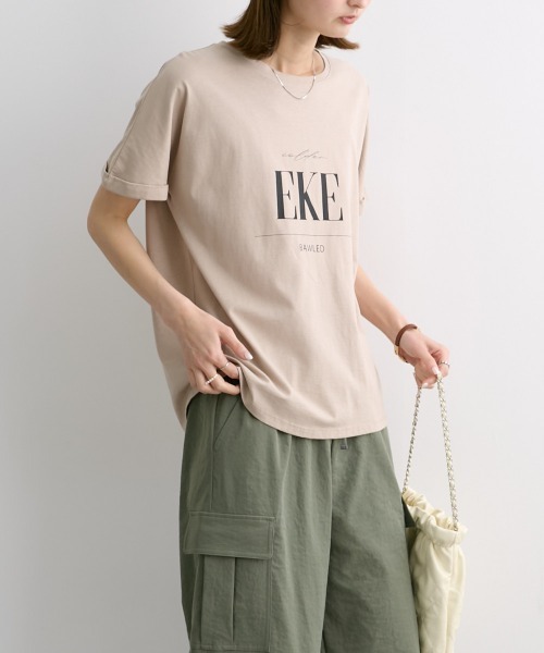 nissen（ニッセン）の「クルーネックロゴプリントTシャツ（Tシャツ/カットソー・レディース・オフホワイト/ブラック/カーキ/ベージュ・M/L/LL/S）」の21枚目の写真