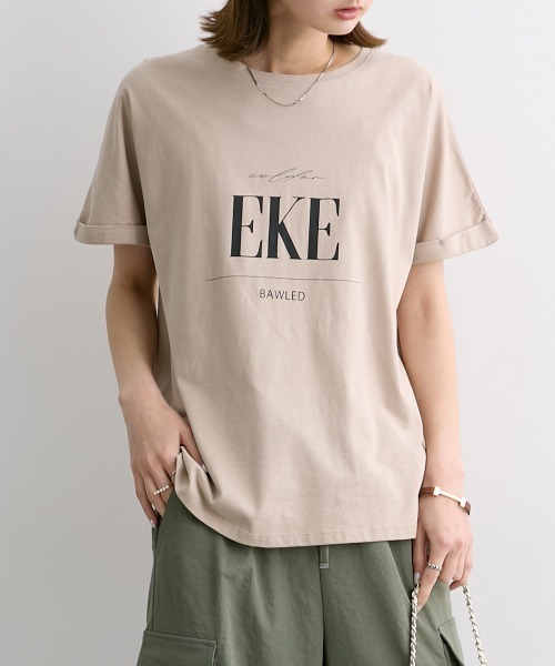 nissen（ニッセン）の「クルーネックロゴプリントTシャツ（Tシャツ/カットソー・レディース・オフホワイト/ブラック/カーキ/ベージュ・M/L/LL/S）」の22枚目の写真