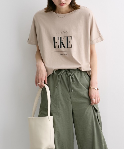 nissen（ニッセン）の「クルーネックロゴプリントTシャツ（Tシャツ/カットソー・レディース・オフホワイト/ブラック/カーキ/ベージュ・M/L/LL/S）」の7枚目の写真