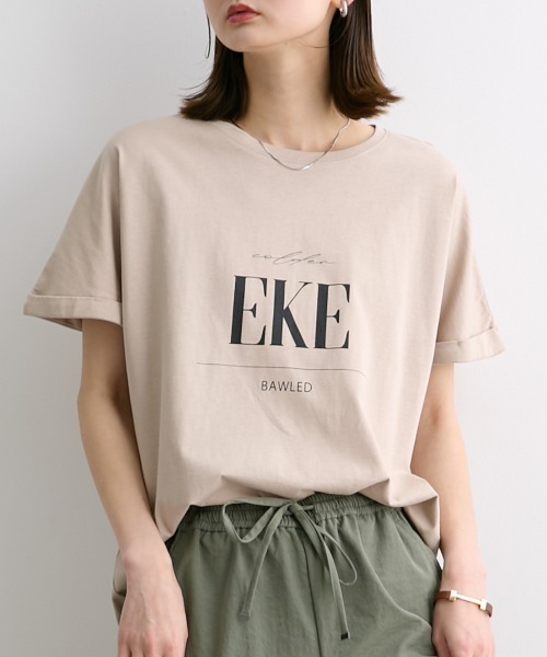 nissen（ニッセン）の「クルーネックロゴプリントTシャツ（Tシャツ/カットソー・レディース・オフホワイト/ブラック/カーキ/ベージュ・M/L/LL/S）」の5枚目の写真