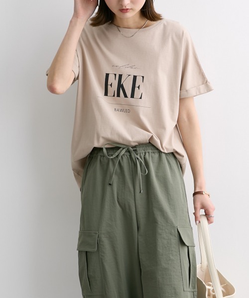 nissen（ニッセン）の「クルーネックロゴプリントTシャツ（Tシャツ/カットソー・レディース・オフホワイト/ブラック/カーキ/ベージュ・M/L/LL/S）」の9枚目の写真