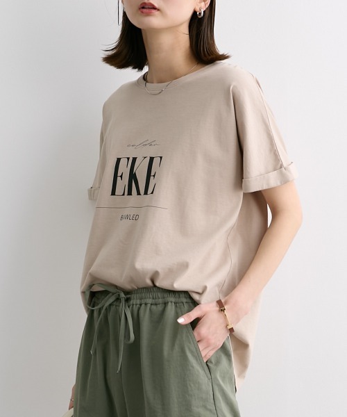 nissen（ニッセン）の「クルーネックロゴプリントTシャツ（Tシャツ/カットソー・レディース・オフホワイト/ブラック/カーキ/ベージュ・M/L/LL/S）」の11枚目の写真