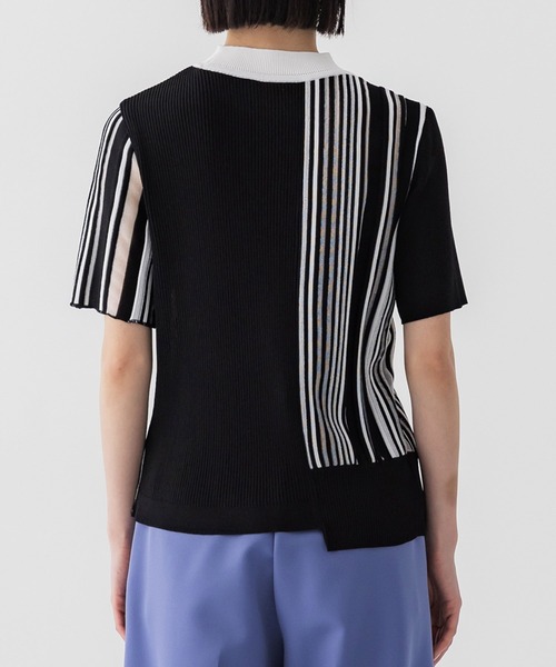 UNITED TOKYO(ユナイテッドトウキョウ)の「バーティカスイッチングニット|ウォッシャブル(ニット/セーター・レディース・ブラック/ネイビー/イエロー・FREE)」の8枚目の写真