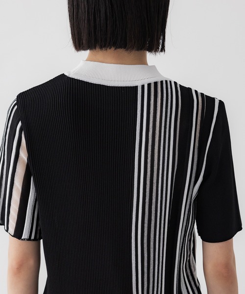 UNITED TOKYO(ユナイテッドトウキョウ)の「バーティカスイッチングニット|ウォッシャブル(ニット/セーター・レディース・ブラック/ネイビー/イエロー・FREE)」の13枚目の写真