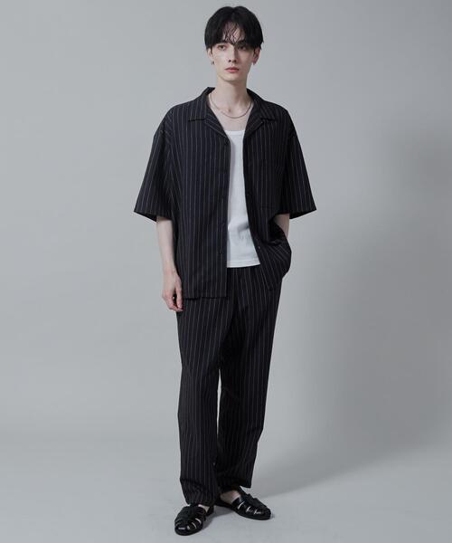 LUCY(ルーシー)の「LUCY/リネンレーヨンオープンカラーシャツ(シャツ/ブラウス・メンズ・オフホワイト/ダークグレー・LARGE/MEDIUM)」の3枚目の写真