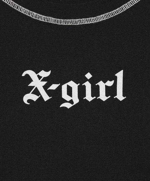 X-girl（エックスガール）の「OLD ENGLISH L/S BABY TEE（Tシャツ/カットソー・レディース・オフホワイト/ブラック・S/M）」の5枚目の写真