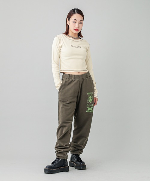 X-girl（エックスガール）の「OLD ENGLISH L/S BABY TEE（Tシャツ/カットソー・レディース・オフホワイト/ブラック・S/M）」の15枚目の写真