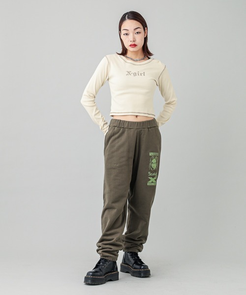 X-girl（エックスガール）の「OLD ENGLISH L/S BABY TEE（Tシャツ/カットソー・レディース・オフホワイト/ブラック・S/M）」の21枚目の写真