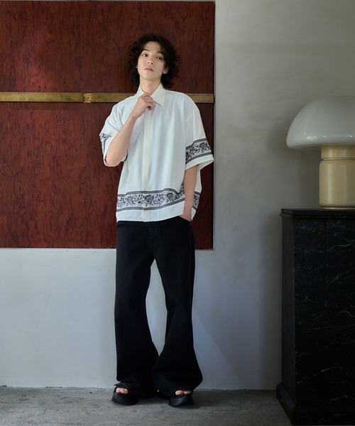 HARE（ハレ）の「シアーキリカエシシュウシャツ(HARE)（シャツ/ブラウス・メンズ・ホワイト/ブルー/ブラック・FREE）」の5枚目の写真