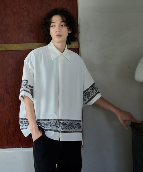 HARE（ハレ）の「シアーキリカエシシュウシャツ(HARE)（シャツ/ブラウス・メンズ・ホワイト/ブルー/ブラック・FREE）」の7枚目の写真