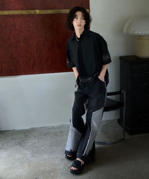 HARE（ハレ）の「シアーキリカエシシュウシャツ(HARE)（シャツ/ブラウス・メンズ・ホワイト/ブルー/ブラック・FREE）」の10枚目の写真