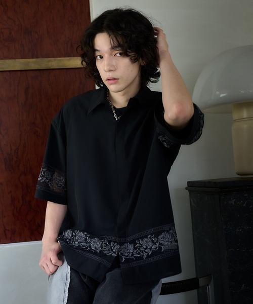 HARE（ハレ）の「シアーキリカエシシュウシャツ(HARE)（シャツ/ブラウス・メンズ・ホワイト/ブルー/ブラック・FREE）」の11枚目の写真