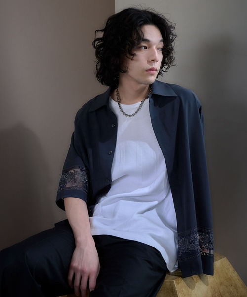 HARE（ハレ）の「シアーキリカエシシュウシャツ(HARE)（シャツ/ブラウス・メンズ・ホワイト/ブルー/ブラック・FREE）」の16枚目の写真