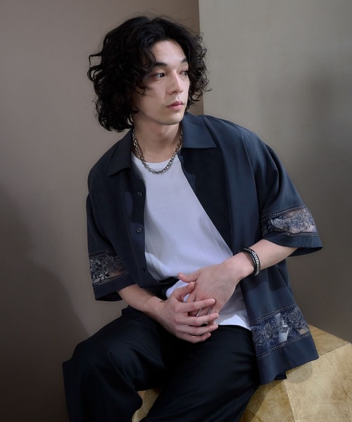 HARE（ハレ）の「シアーキリカエシシュウシャツ(HARE)（シャツ/ブラウス・メンズ・ホワイト/ブルー/ブラック・FREE）」の17枚目の写真