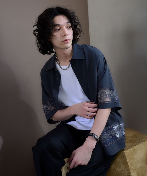 HARE（ハレ）の「シアーキリカエシシュウシャツ(HARE)（シャツ/ブラウス・メンズ・ホワイト/ブルー/ブラック・FREE）」の18枚目の写真