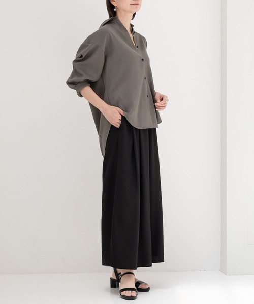 Elura（エルーラ）の「サラサラサマーリネンライクシャツ/113178（シャツ/ブラウス・レディース・ブラウン/ホワイト/チャコールグレー・FREE）」の8枚目の写真