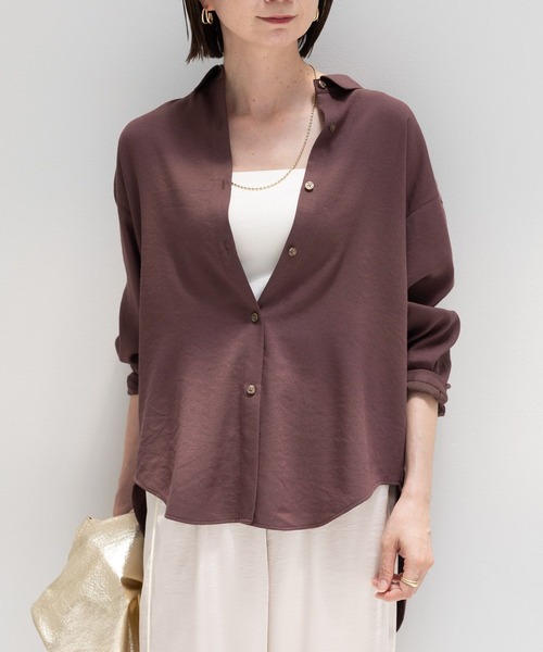 Elura（エルーラ）の「サラサラサマーリネンライクシャツ/113178（シャツ/ブラウス・レディース・ブラウン/ホワイト/チャコールグレー・FREE）」の11枚目の写真