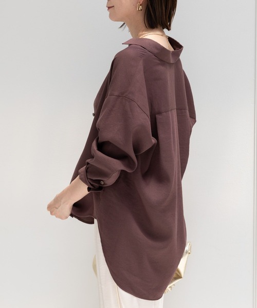 Elura（エルーラ）の「サラサラサマーリネンライクシャツ/113178（シャツ/ブラウス・レディース・ブラウン/ホワイト/チャコールグレー・FREE）」の12枚目の写真