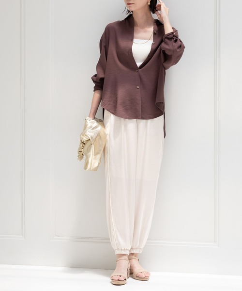 Elura（エルーラ）の「サラサラサマーリネンライクシャツ/113178（シャツ/ブラウス・レディース・ブラウン/ホワイト/チャコールグレー・FREE）」の13枚目の写真