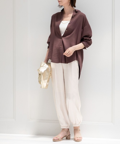 Elura（エルーラ）の「サラサラサマーリネンライクシャツ/113178（シャツ/ブラウス・レディース・ブラウン/ホワイト/チャコールグレー・FREE）」の14枚目の写真