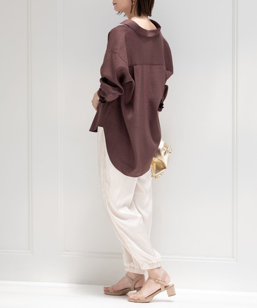 Elura（エルーラ）の「サラサラサマーリネンライクシャツ/113178（シャツ/ブラウス・レディース・ブラウン/ホワイト/チャコールグレー・FREE）」の15枚目の写真