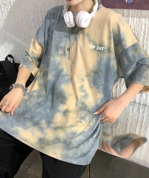 B'day(ビーデイ)の「【 B'day / ビーデー 】タイダイワンポイントT(Tシャツ/カットソー・メンズ・ブルー/レッド・MEDIUM/LARGE)」の7枚目の写真