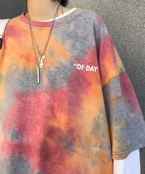 B'day(ビーデイ)の「【 B'day / ビーデー 】タイダイワンポイントT(Tシャツ/カットソー・メンズ・ブルー/レッド・MEDIUM/LARGE)」の11枚目の写真