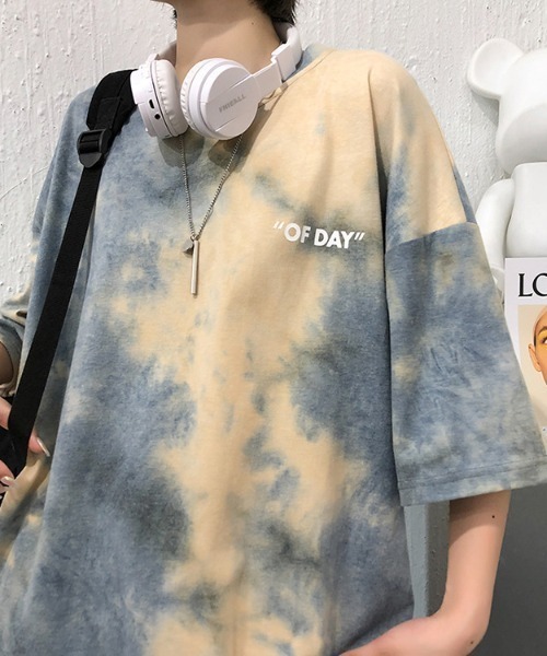 B'day(ビーデイ)の「【 B'day / ビーデー 】タイダイワンポイントT(Tシャツ/カットソー・メンズ・ブルー/レッド・MEDIUM/LARGE)」の12枚目の写真