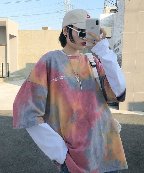 B'day(ビーデイ)の「【 B'day / ビーデー 】タイダイワンポイントT(Tシャツ/カットソー・メンズ・ブルー/レッド・MEDIUM/LARGE)」の13枚目の写真