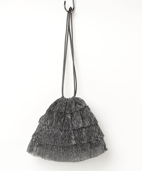 ■S'AIME■ラージフリル巾着バッグ(L)/送料込 ラメプリーツフリル巾着バック（ハンドバッグ）｜hellam（へラム