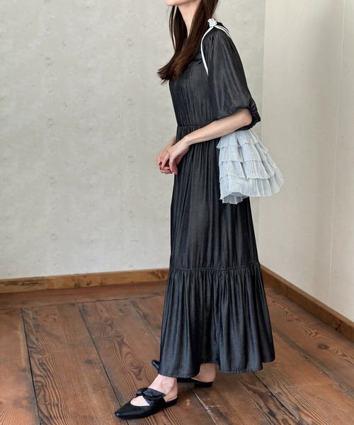 Per sist ence(パーシエンス)の「ラメシアープリーツフリル巾着バッグ(ショルダーバッグ・レディース・オフホワイト/ブラック/レッド系・FREE)」の9枚目の写真