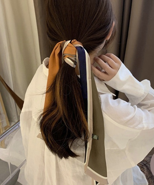 Miniministore（ミニミニストア）の「スカーフ ヘアバンド レディース ロング（バンダナ/スカーフ・レディース・ネイビー/ブラウン/ブラック×ホワイト/グリーン/オレンジ・FREE）」の6枚目の写真