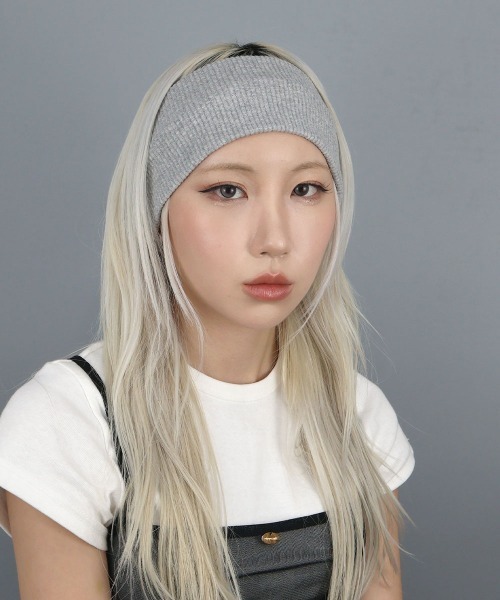 CEMONEMO(セモネモ)の「コットン リブ ヘアバンド(ヘアバンド・レディース・グレー/ブラック・FREE)」の1枚目の写真