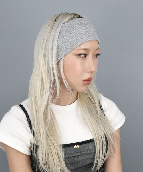 CEMONEMO(セモネモ)の「コットン リブ ヘアバンド(ヘアバンド・レディース・グレー/ブラック・FREE)」の5枚目の写真