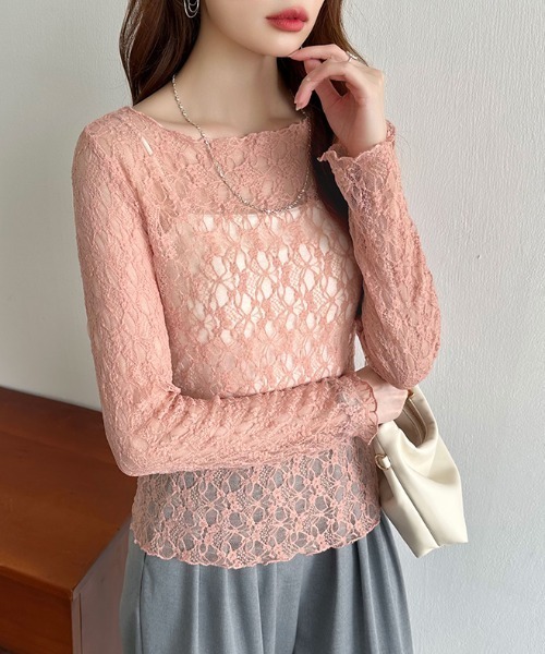 セオリー 2025SS トップス セール】【2025AW 新色登場】 総レース シアートップス 透け感