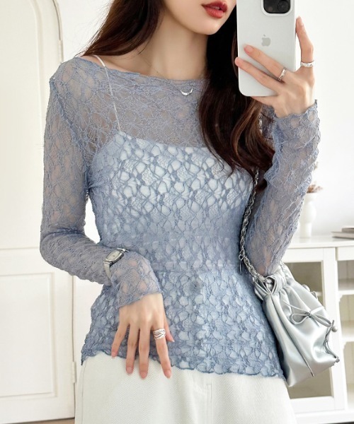 【Drawer♡】袖レースカットソー2022SS Drawer♡】袖レースカットソー2022SS