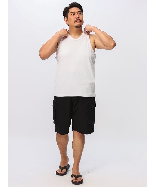 B&T CLUB(ビーティークラブ)の「ノースリーブ メンズ 大きいサイズ リブ 無地 Uネック タンクトップ インナー 一枚着 アウトドア レジャー 部屋着 楽 トレーニング(タンクトップ・メンズ・ホワイト/ブラック・X1(3L~4L)/X2(4L~5L)/X3(6L~7L)/X4(8L~9L)/X5(9L~10L))」の5枚目の写真