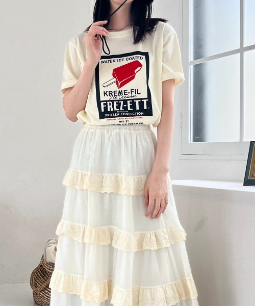 Rejoule（リジュール）の「ヴィンテージライクプリントT（Tシャツ/カットソー・レディース・ホワイト/イエロー・FREE）」の11枚目の写真