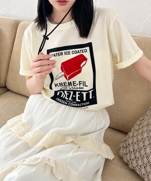 Rejoule（リジュール）の「ヴィンテージライクプリントT（Tシャツ/カットソー・レディース・ホワイト/イエロー・FREE）」の12枚目の写真