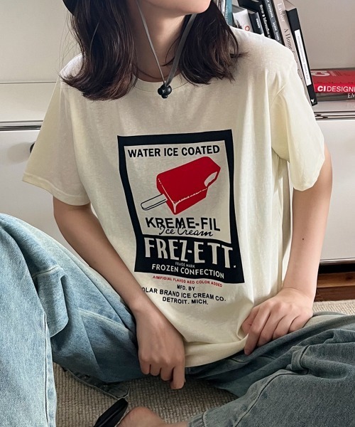 Rejoule（リジュール）の「ヴィンテージライクプリントT（Tシャツ/カットソー・レディース・ホワイト/イエロー・FREE）」の8枚目の写真