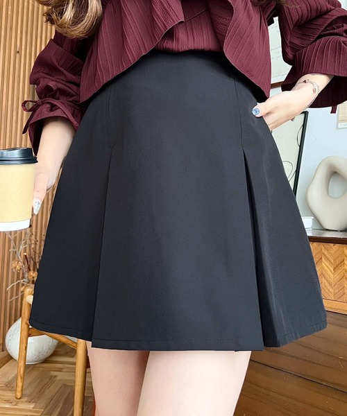 セール】厚手TPUカットジョーゼットボックスプリーツミニスカパン